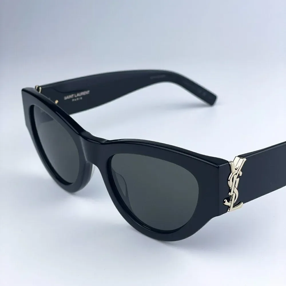 NEW Saint Laurent SLM94 001 Black Grey Cat Eye Unisex Sunglasses